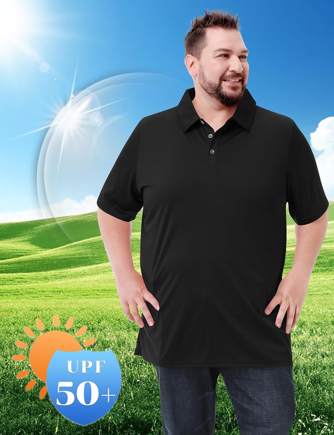 Men's Big and Tall Polo Shirts UPF 50+ Casual Work Quick Dry Golf Shirt