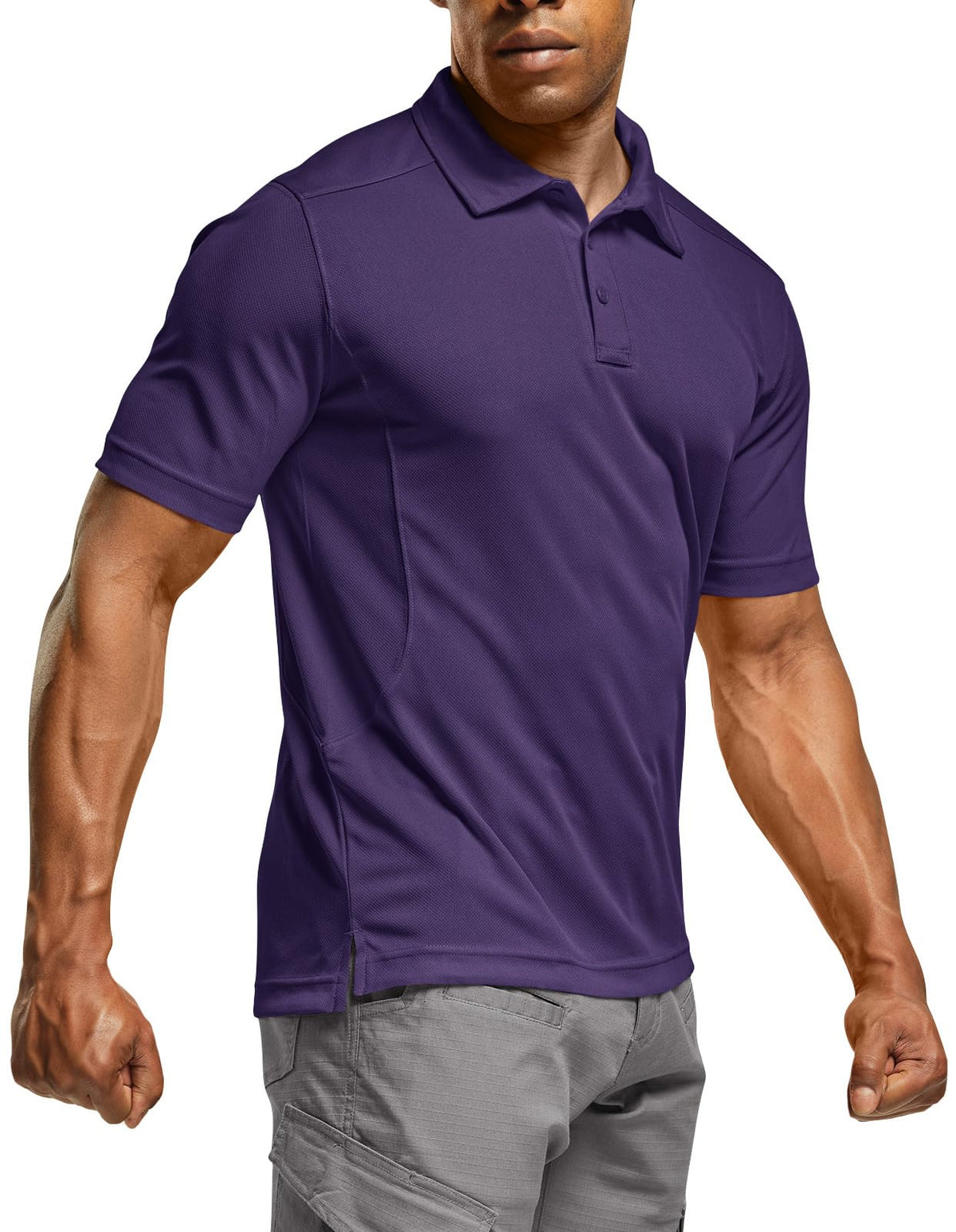 CQR Men's Quick Dry Tactical Polo Shirt, Lightweight Breathable Performance Polo, Short Sleeve UPF 50+ Outdoor Golf Shirt