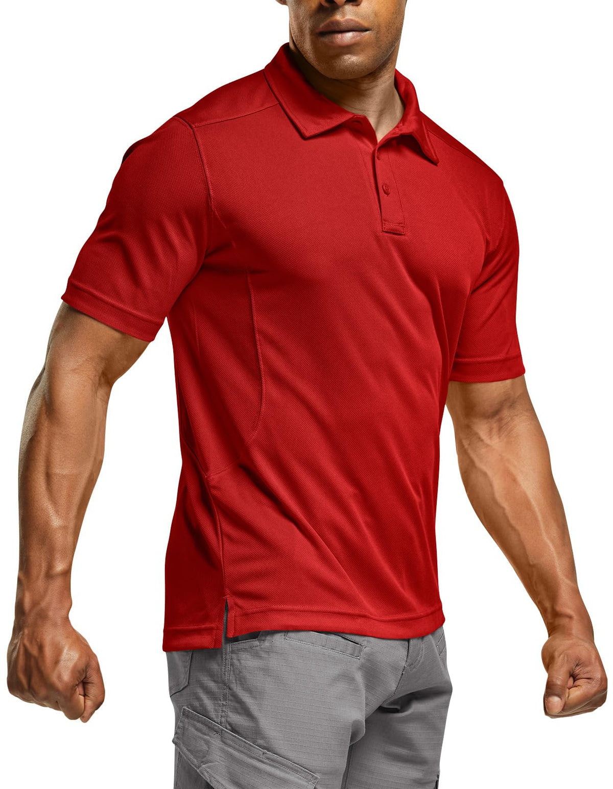CQR Men's Quick Dry Tactical Polo Shirt, Lightweight Breathable Performance Polo, Short Sleeve UPF 50+ Outdoor Golf Shirt
