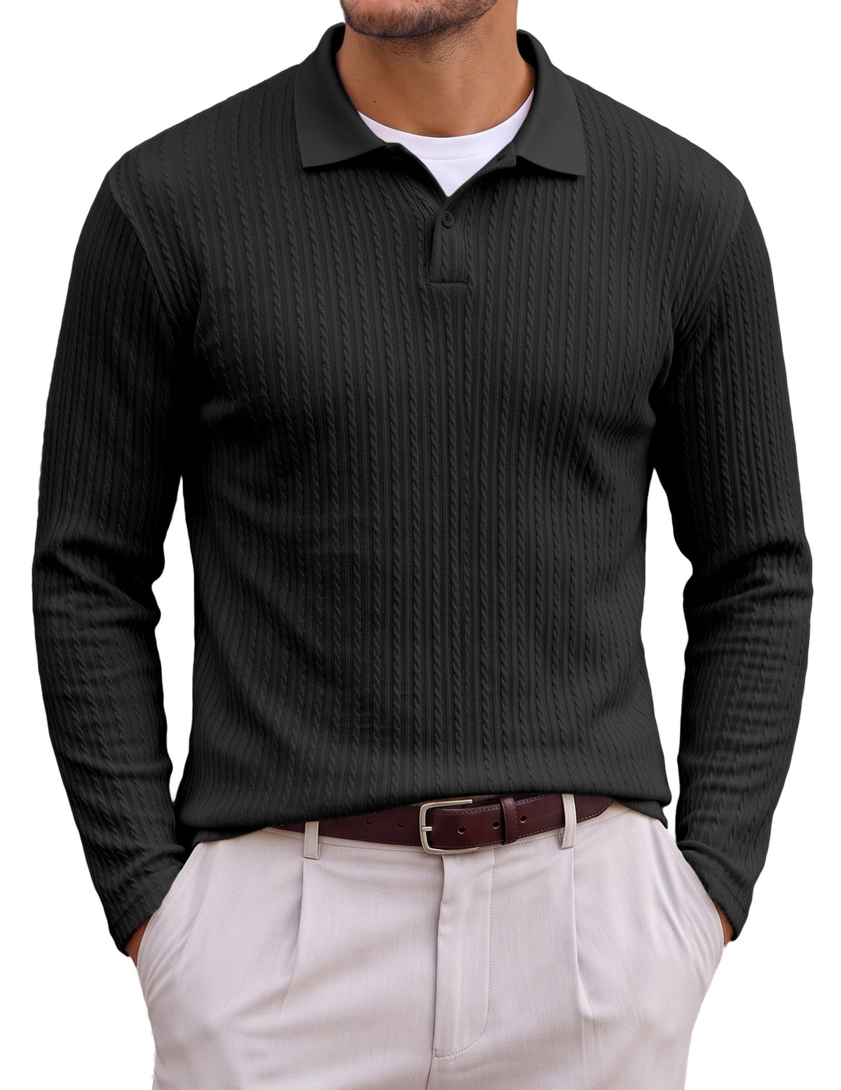 JMIERR Men's Textured Polo Shirt Short Sleeve