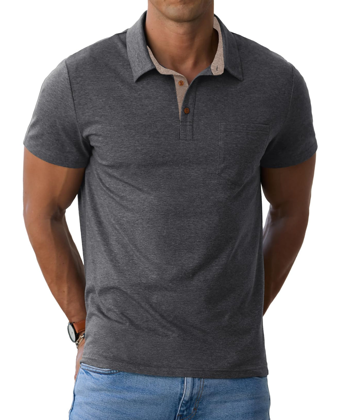 Sailwind Men's Cotton Polo Shirts Short Sleeve Casual Summer Shirts Classic Collared Golf Shirt with Pocket