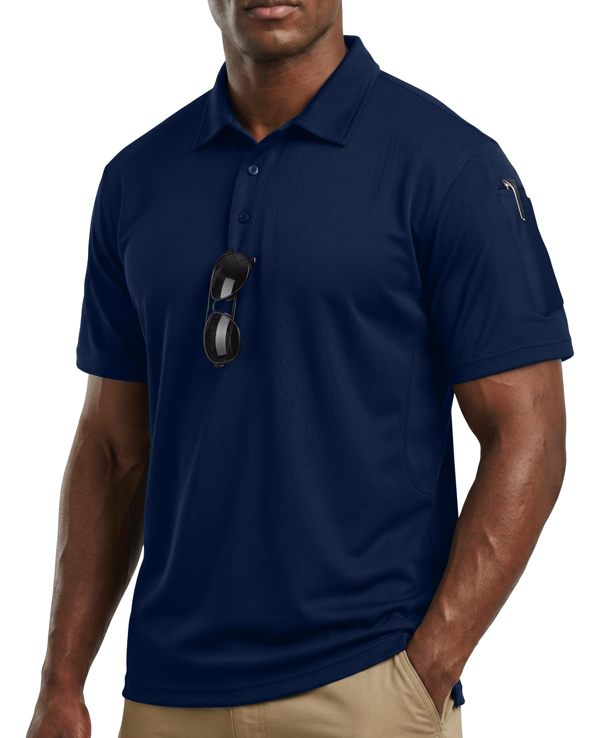 Breathable Pique Jersey Mens Polo Shirt UPF 50+ Quick Dry Performance