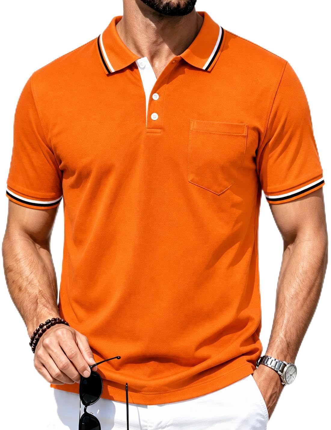ZITY Men Polo Shirts Short Sleeve Athletic Golf Polos with Pocket