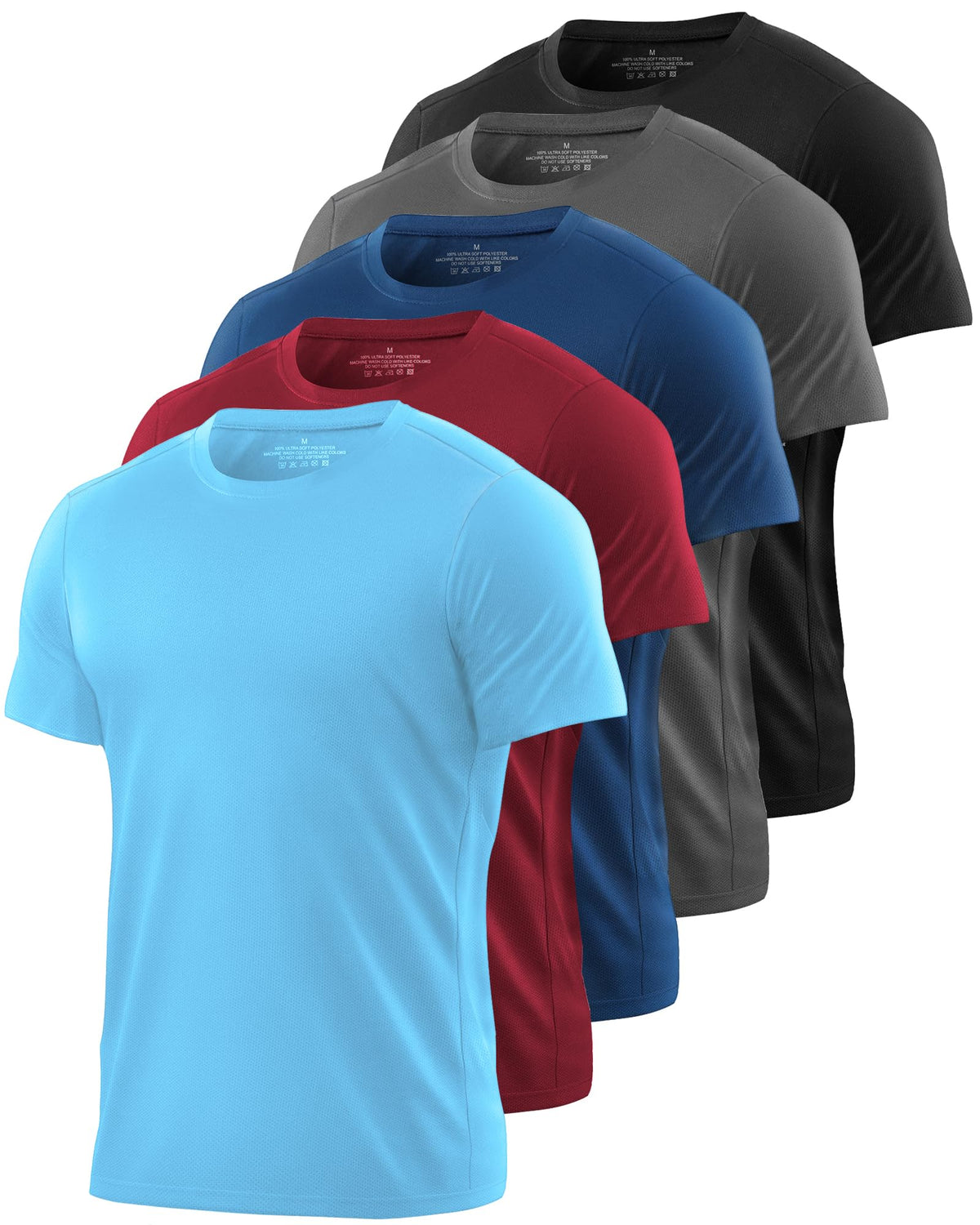 Kinglaman 1/4/5/6 Pack Men's Workout Gym Dry Fit Short Sleeve T Shirts