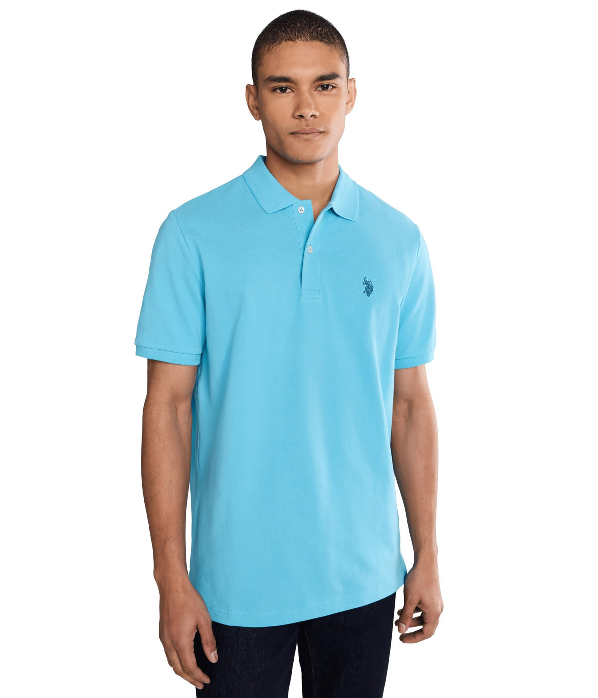 U.S. Polo Assn. Men's Classic Polo Shirt, Two-Button Closure Pique Polo Shirt, Summer Fashion Golf Shirt