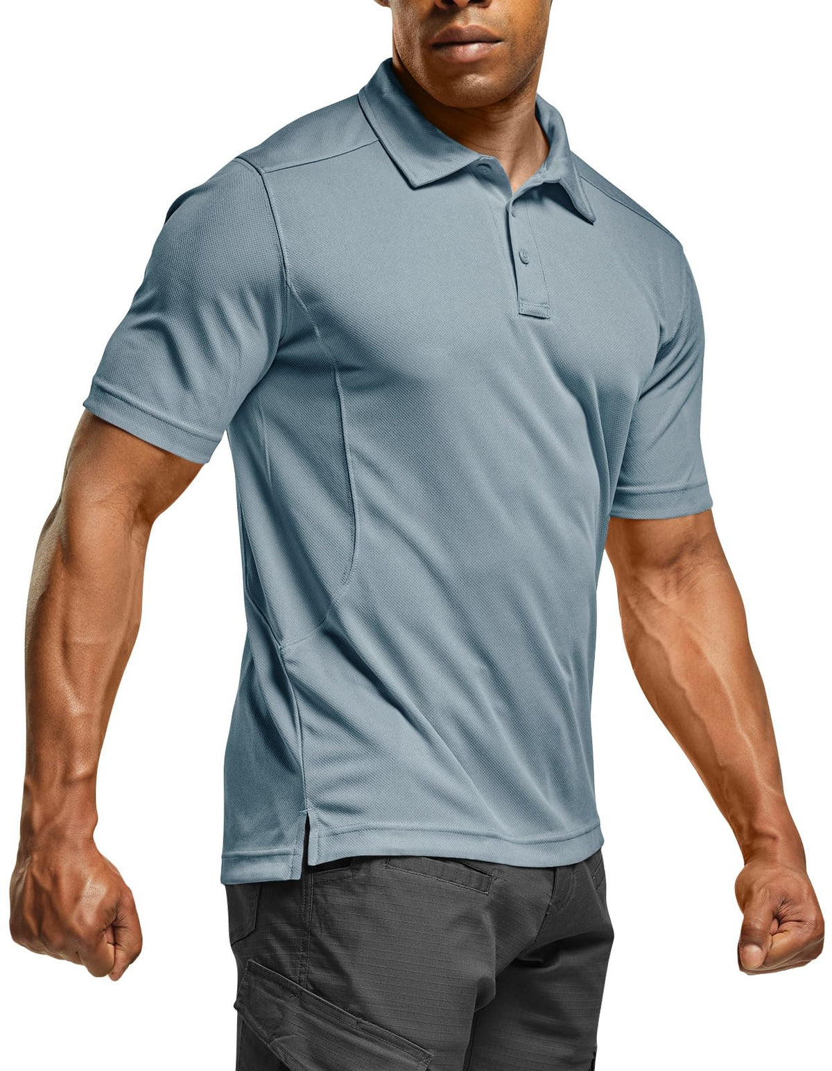 CQR Men's Quick Dry Tactical Polo Shirt, Lightweight Breathable Performance Polo, Short Sleeve UPF 50+ Outdoor Golf Shirt