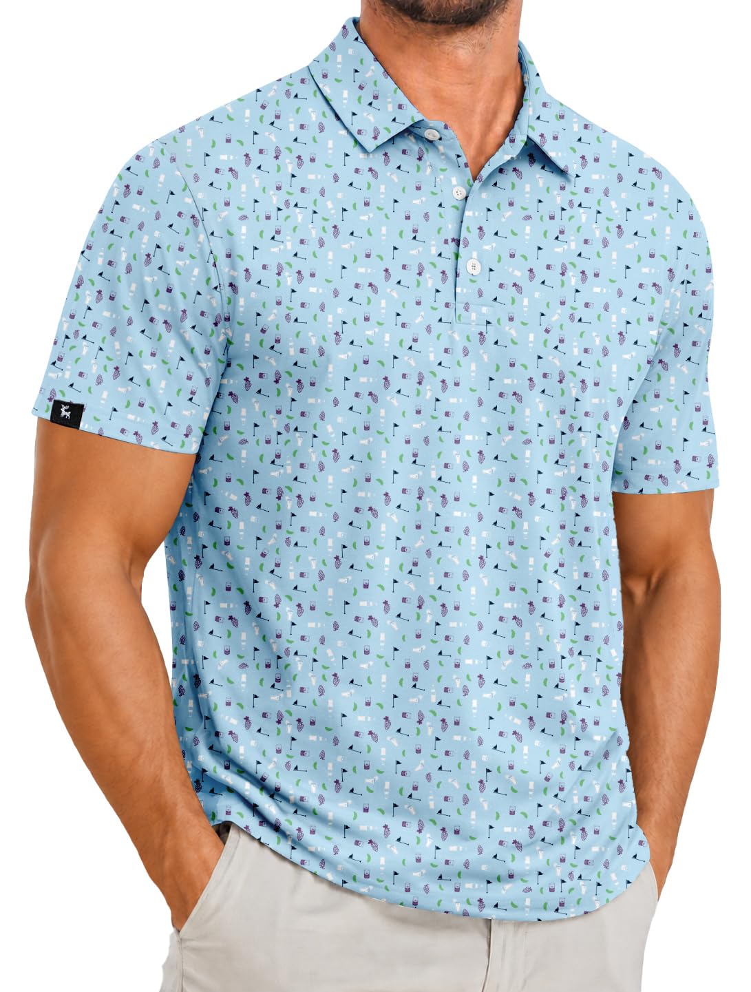 ZITY Men's Golf Polo Shirts Short Sleeve Print Patterns Moisture Wicking