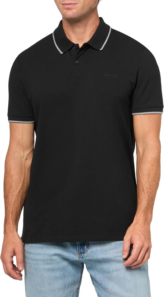 Calvin Klein Men's Liquid Touch Polo Stripe with UV Protection