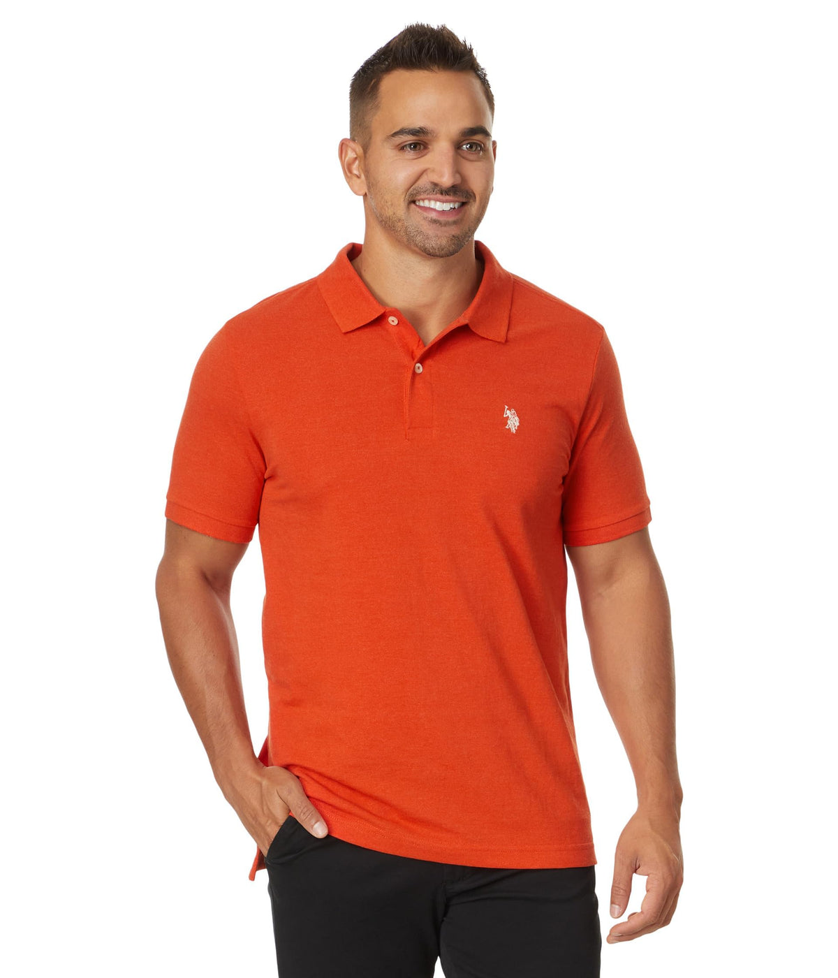 U.S. Polo Assn. Men's Classic Polo Shirt, Two-Button Closure Pique Polo Shirt, Summer Fashion Golf Shirt