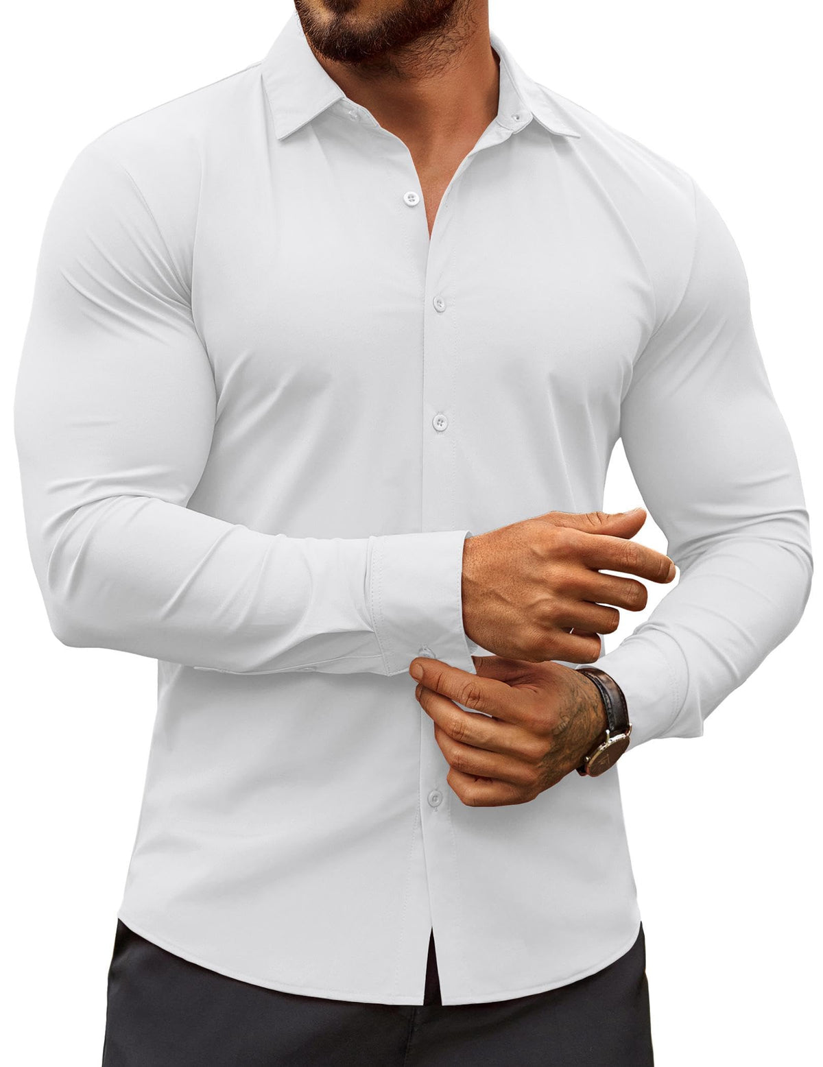 COOFANDY Men's Muscle Fit Dress Shirts Wrinkle-Free Long Sleeve Casual Button Down Shirts