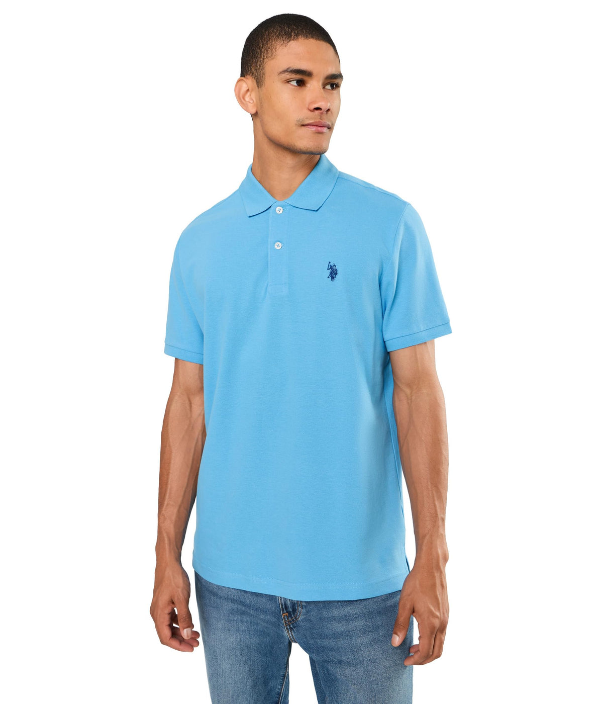U.S. Polo Assn. Men's Classic Polo Shirt, Two-Button Closure Pique Polo Shirt, Summer Fashion Golf Shirt