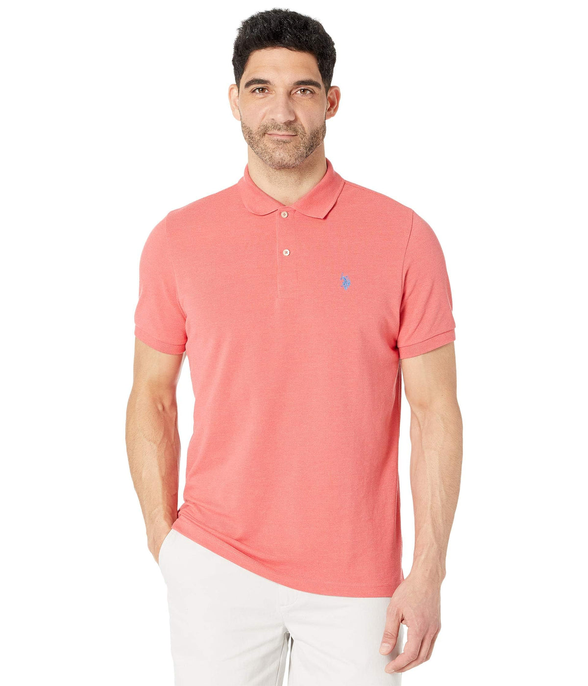 U.S. Polo Assn. Men's Classic Polo Shirt, Two-Button Closure Pique Polo Shirt, Summer Fashion Golf Shirt