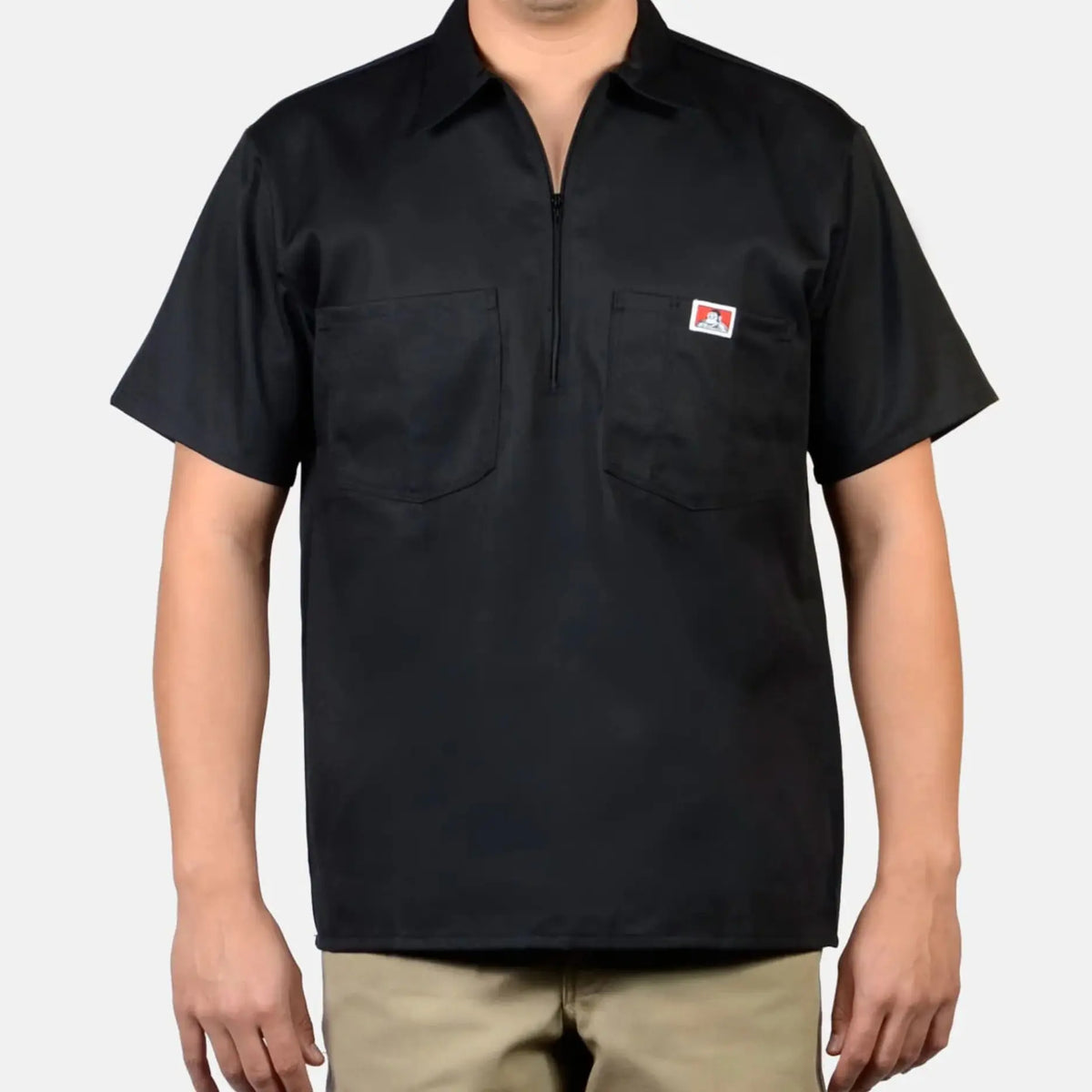 Ben Davis Men's Original Plenty Tough Fabric Plain Workwear Shirt - Short Sleeve, Half-Zip Neck, Chest Pockets with Pencil Pouch, Built for Work, Workwear Ready, Easy Movement, All-Season Casual Top (Up to 3XL)