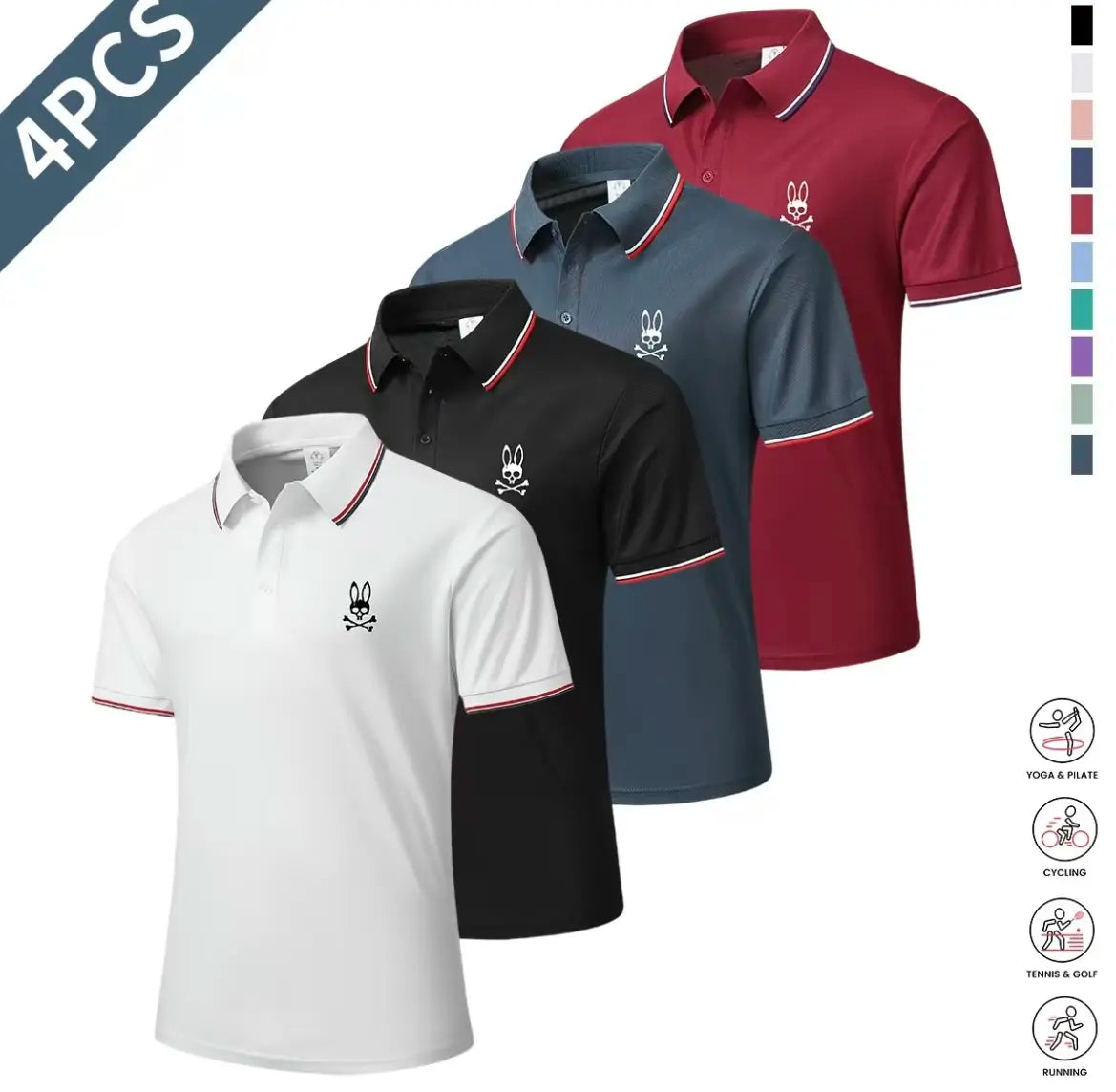 Men's Casual Short-Sleeve Polo Shirt Set - Cool Breath Top, Stylish Plain Fashion Apparel Shirts, Ideal Gifts for Him, Multi-Season Basic Menswear, Size M, Gift‑Ready Set
