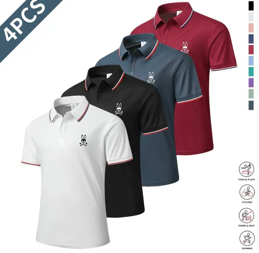 Men's Casual Short-Sleeve Polo Shirt Set - Cool Breath Top, Stylish Plain Fashion Apparel Shirts, Ideal Gifts for Him, Multi-Season Basic Menswear, Size M, Gift‑Ready Set