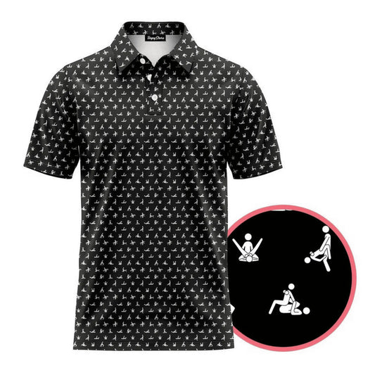 S.E.X Position Print Golf Polo Shirts For Men Short Sleeve Casual Golf Polo Shirt, Classic Fashion, Fits Every Occasion, Soft