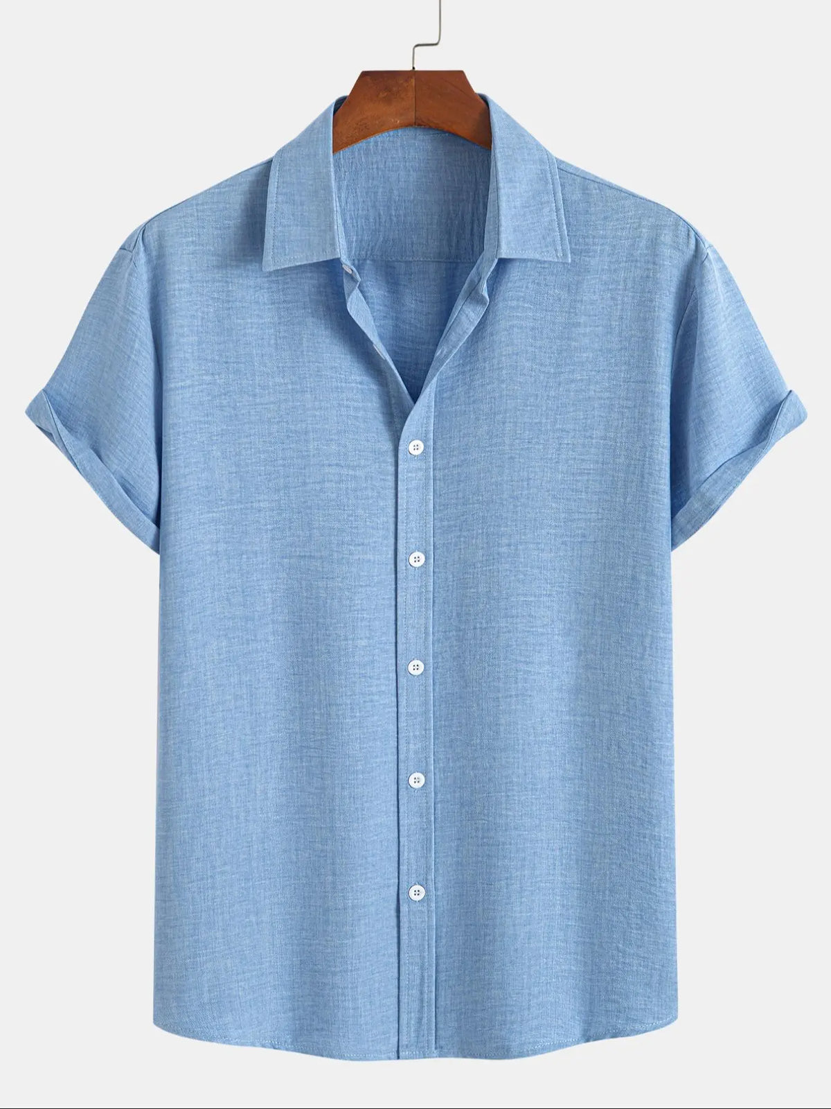 Men's Solid Button Front Short Sleeve Shirt, Basic Casual Shirts, Loose Casual Top for Summer, Menswear for Daily Wear