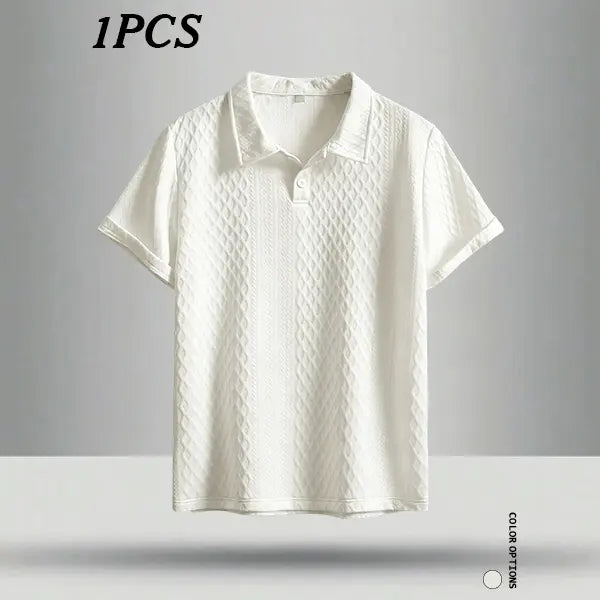 3-Pack men‘s summer outdoor casual jacquard polo shirts—the textured fabric resists shape distortion, and the traditional lapel is perfect for business meetings and everyday shopping/casual wear.