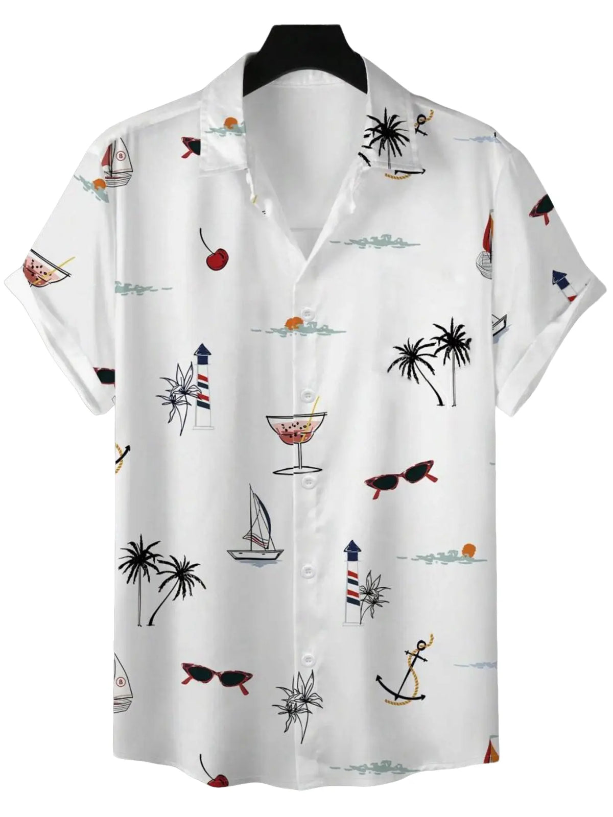 Men's Summer Hawaiian Style Tropical Soft Collared Shirt, Casual Aloha Shirt, Beach Surf Comfortable Casual Fitted Tops, Unisex(Recommend ordering one size up), Casual Graphic Shirt, Ideal for Vacation and Daily Wear