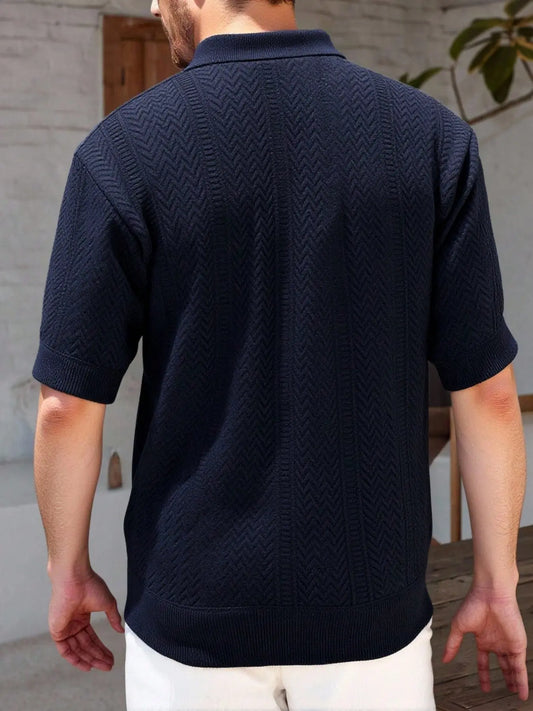 Men's Regular Fit Solid Short Sleeve Polo Shirt, Casual Fashion Breathable Comfy Knitting Top for Summer, Men's Clothes Menswear for Daily Wear, Gamis