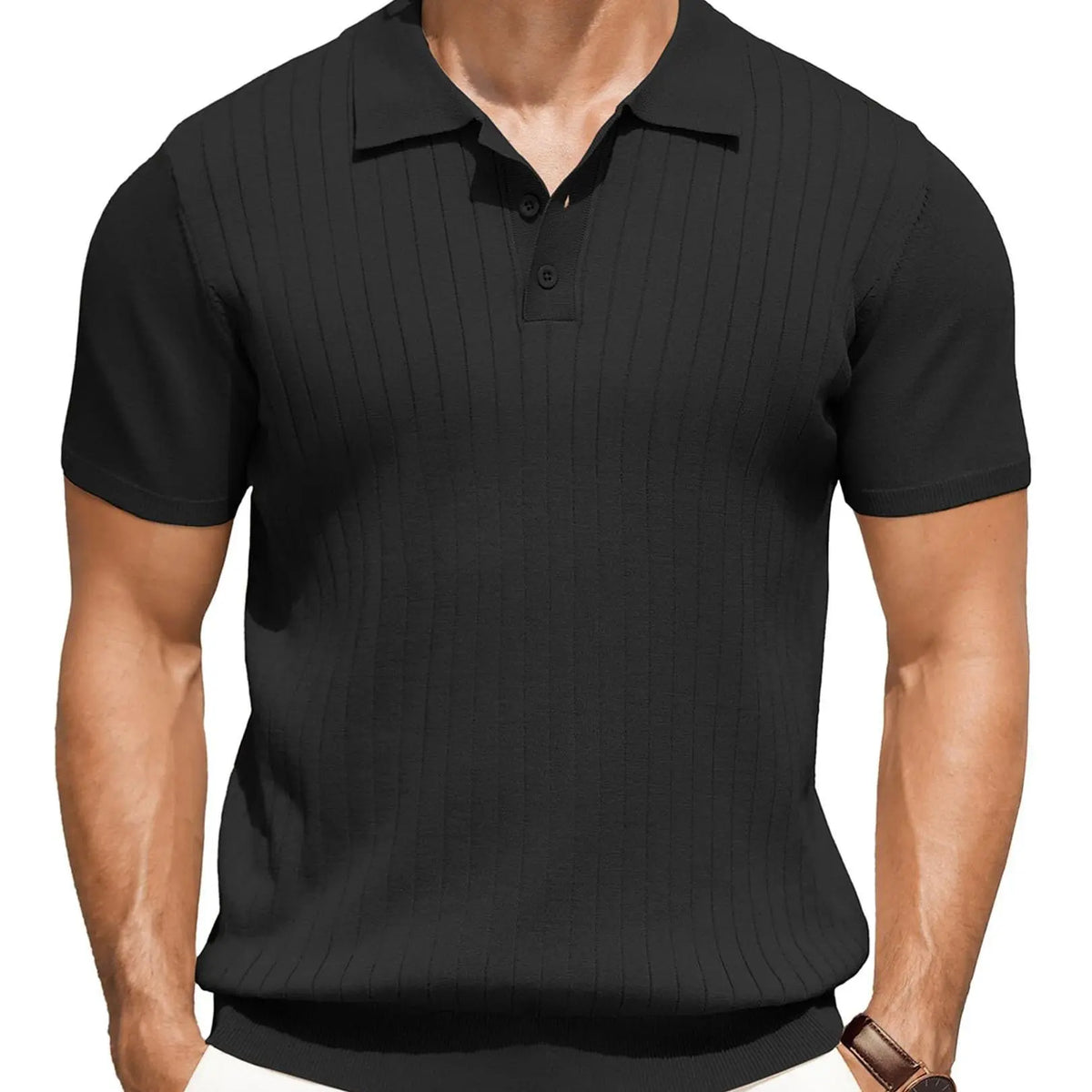 COOFANDY Men's Knit Polo Shirts Short Sleeve Ribbed Knitted Shirt Summer Lightweight Casual Golf Shirts