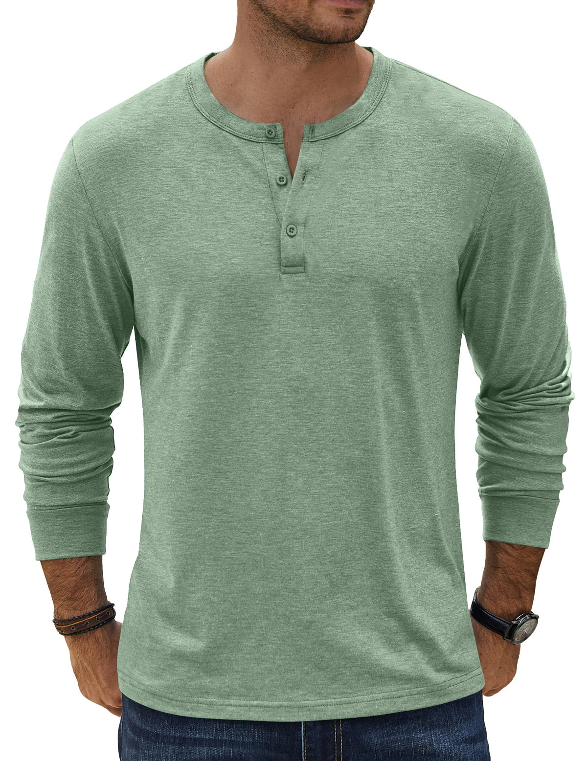 COOFANDY Men's Henley T-Shirt Long Sleeve Casual Lightweight Pullover Shirts Soft Stretch Basic Tees Fall Tops