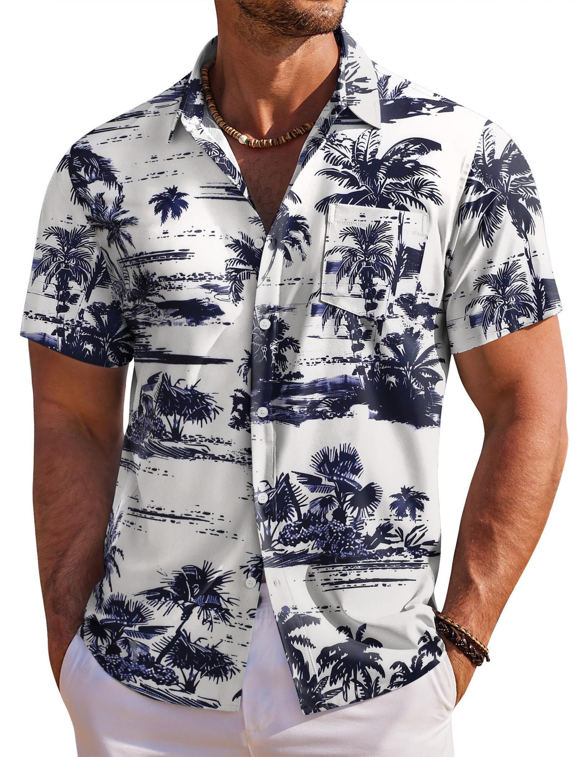 COOFANDY Men's Hawaiian Shirt Short Sleeve Floral Button Down Shirts Tropical Holiday Beach Shirts