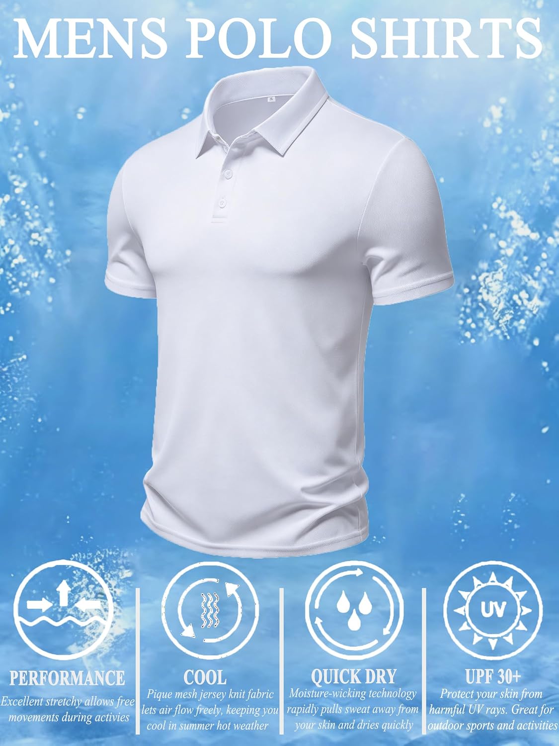 Men's Polo Shirt Quick Dry Short Sleeve Tactical Collared Shirts Performance Moisture Wicking Pique Golf Shirt