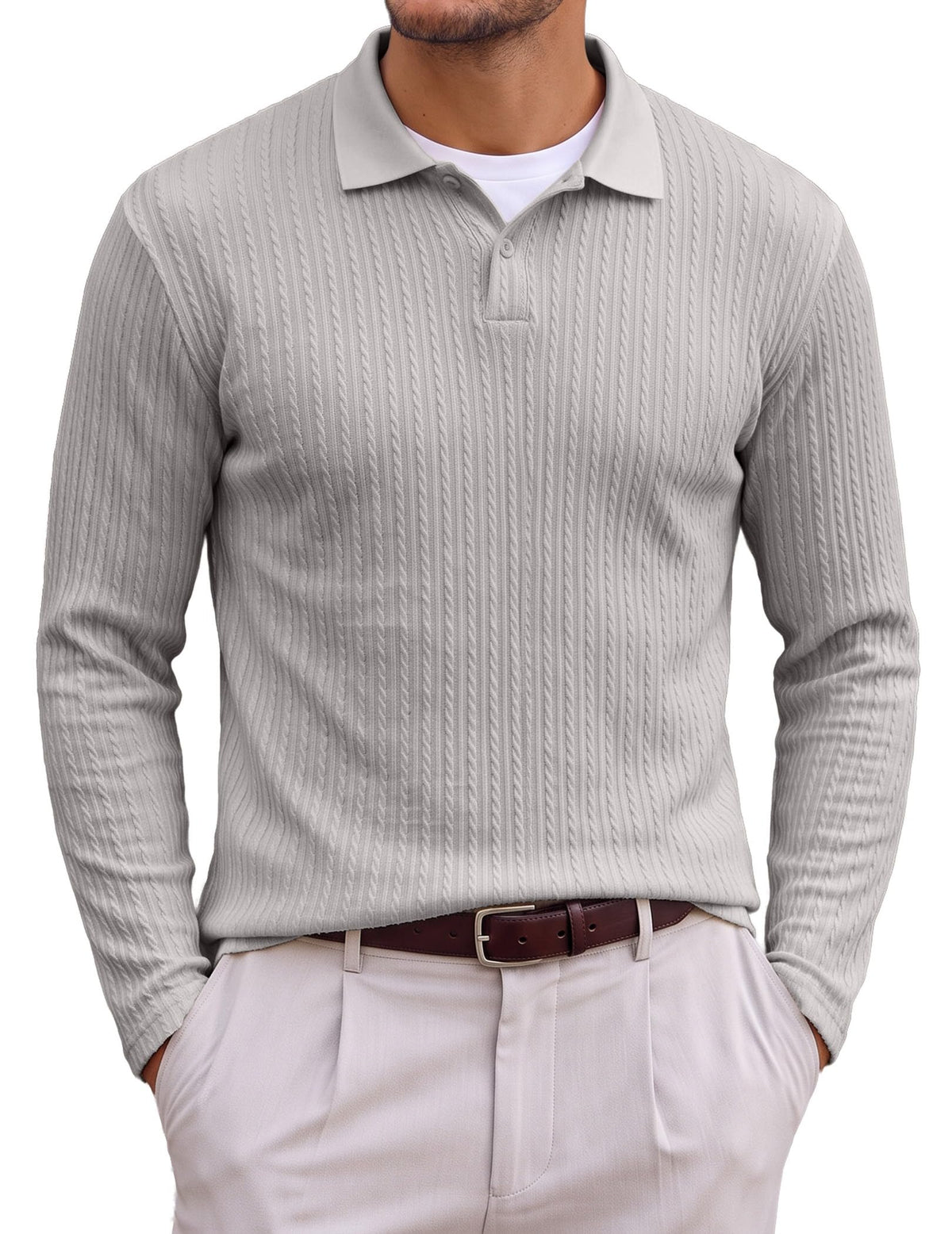JMIERR Men's Textured Polo Shirt Short Sleeve