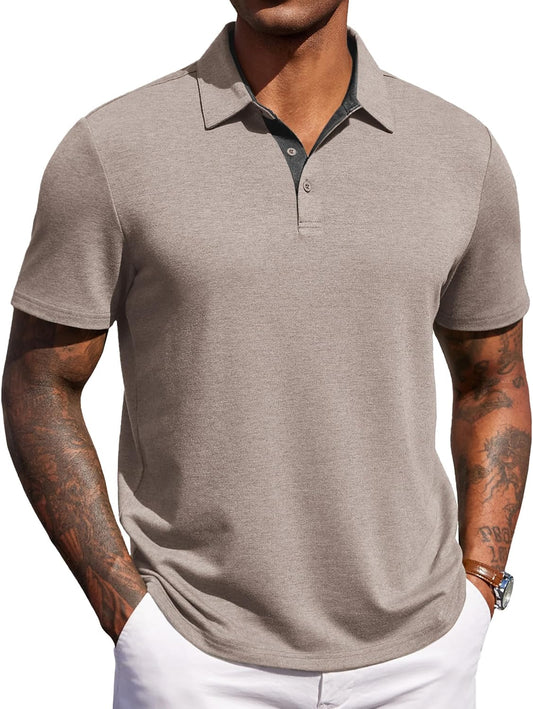 COOFANDY Mens Polo Shirts Short Sleeve Casual Summer Polo Tee Collared Tops