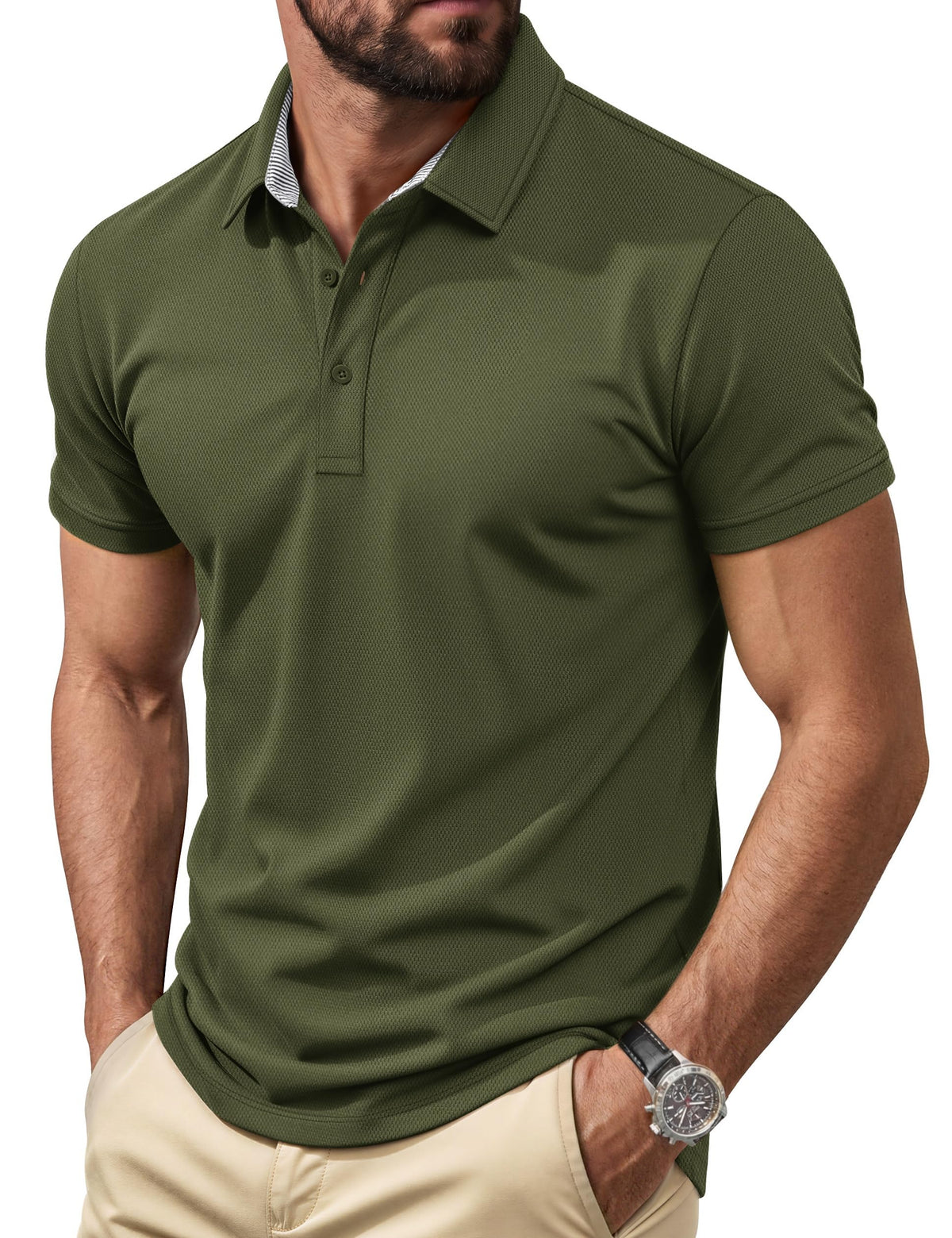 Cotrasen Men's Polo Shirts Short Sleeve Classic Fit Cotton Pique Casual Tee