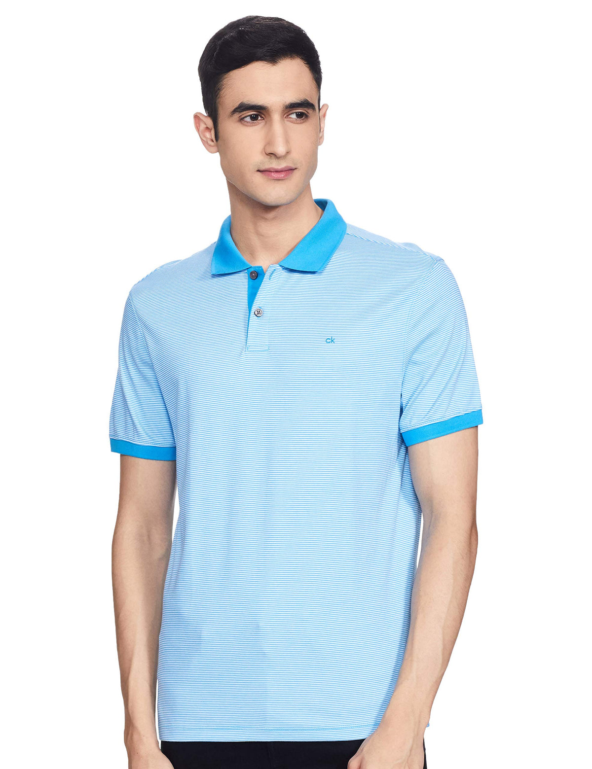 Calvin Klein Men's Liquid Touch Polo Stripe with UV Protection