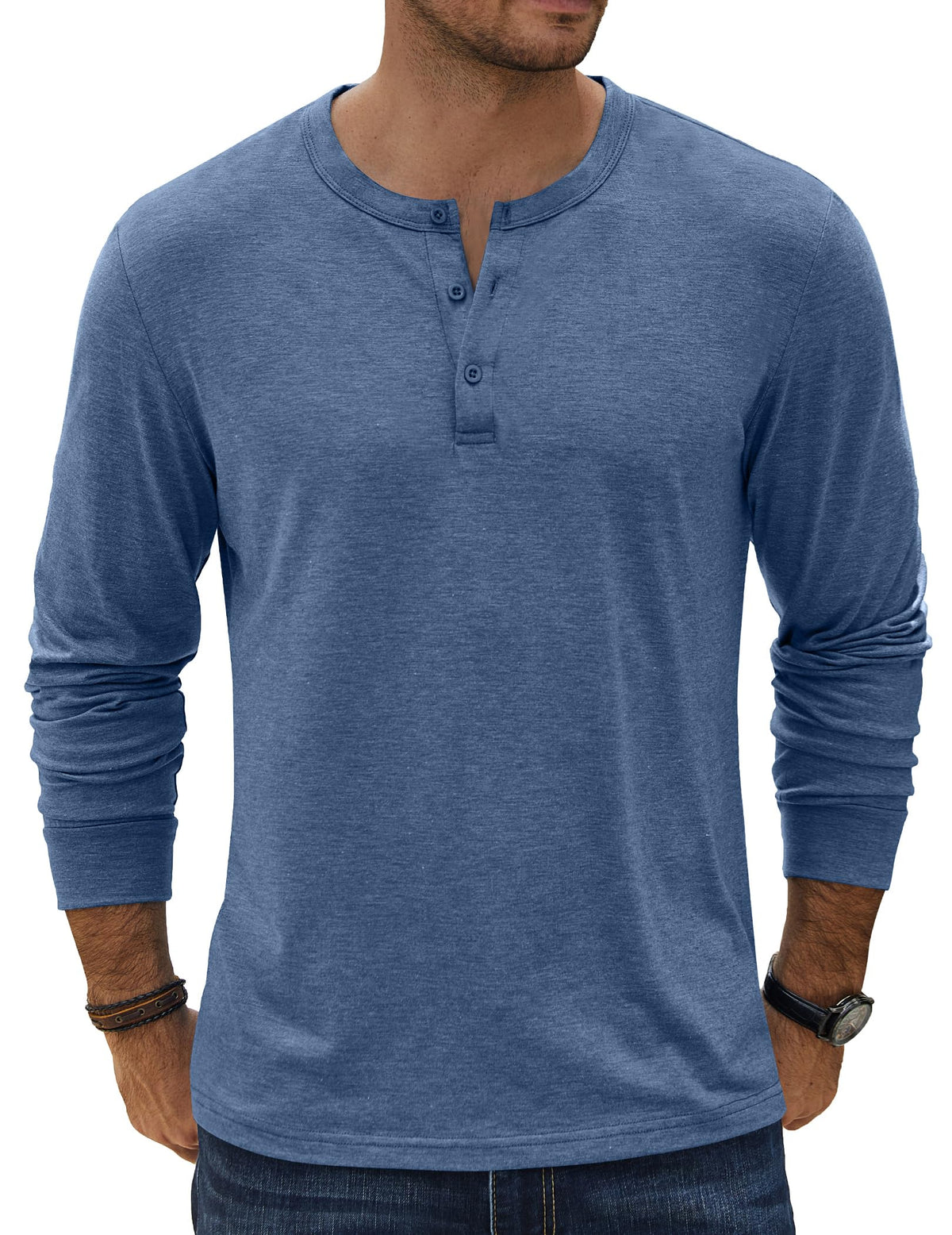 COOFANDY Men's Henley T-Shirt Long Sleeve Casual Lightweight Pullover Shirts Soft Stretch Basic Tees Fall Tops