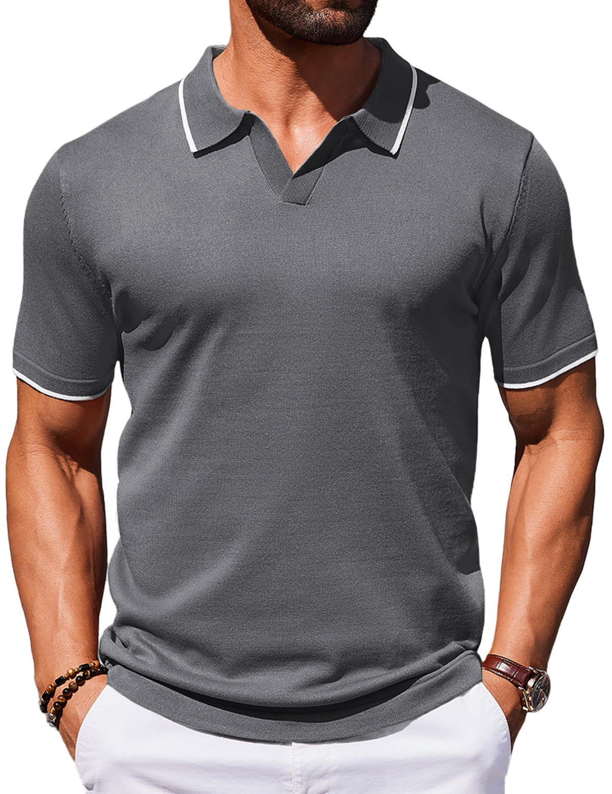 COOFANDY Mens Polo Shirts Short Sleeve Casual Knit Polo Shirt Golf T Shirt
