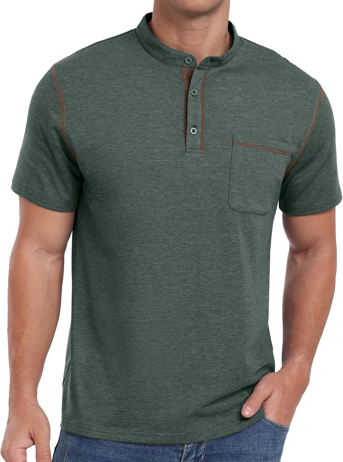 Sailwind Mens Henley Shirts Short Sleeve Summer Casual Classic Cotton T Shirts Pocket Button Shirt