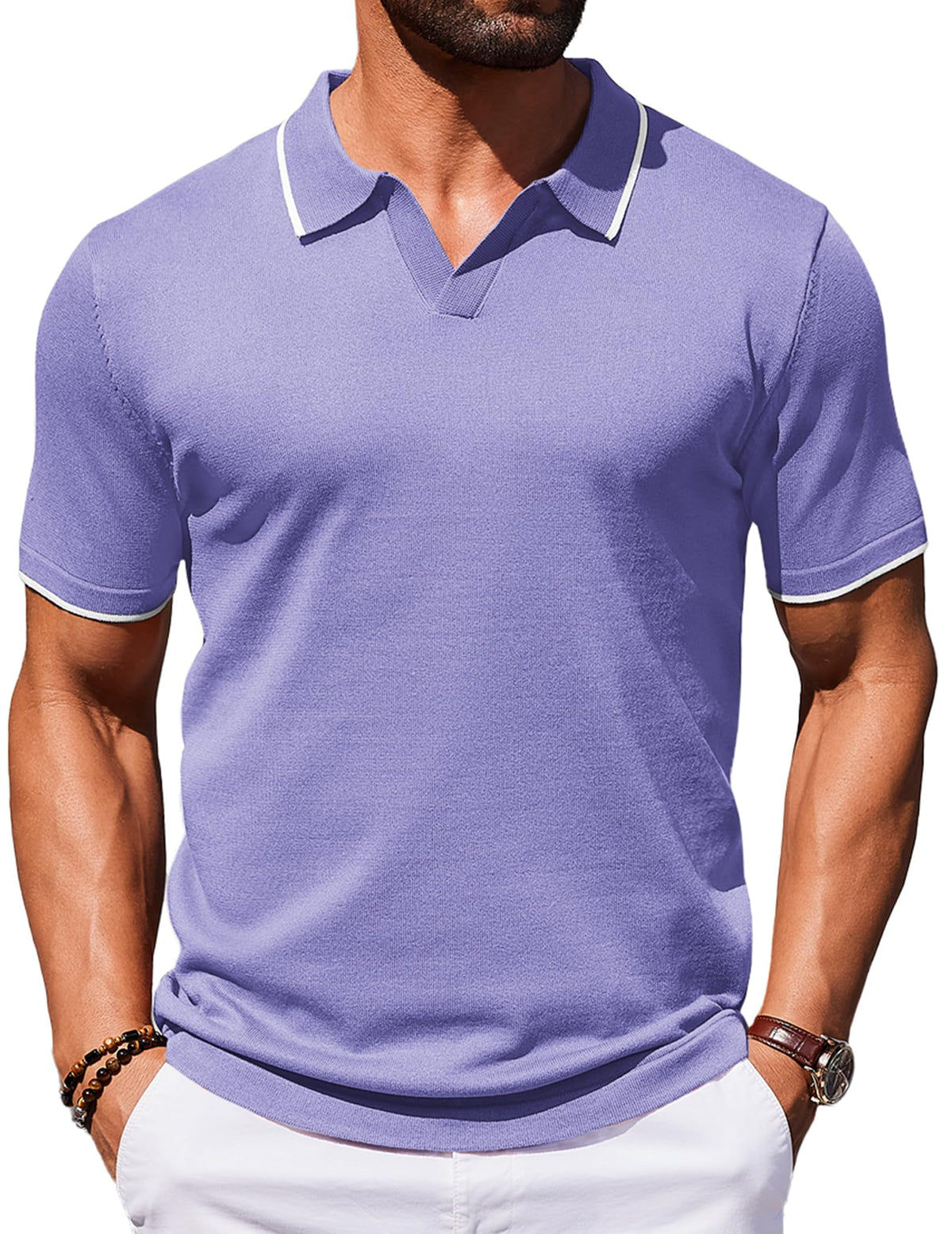 COOFANDY Mens Polo Shirts Short Sleeve Casual Knit Polo Shirt Golf T Shirt