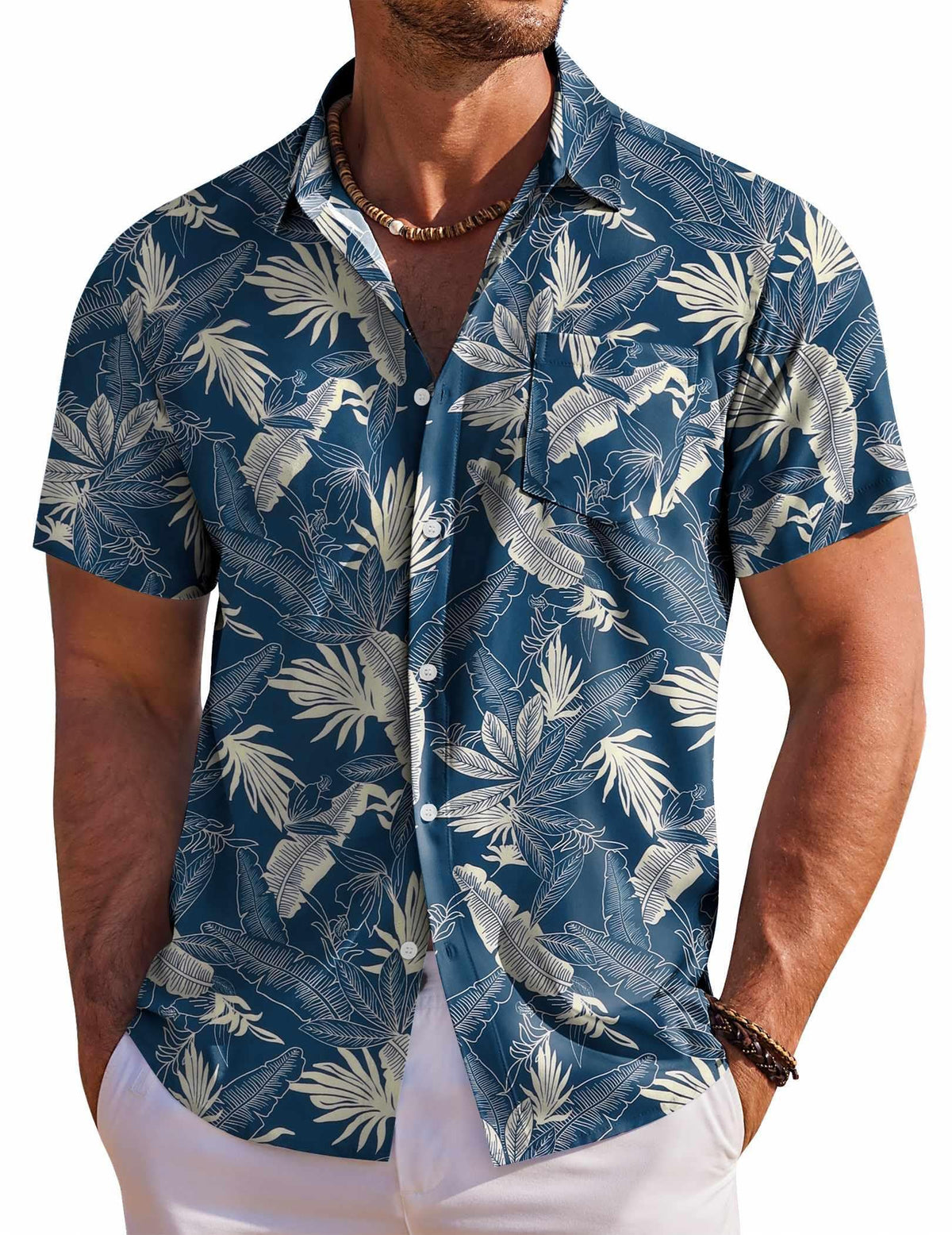 COOFANDY Men's Hawaiian Shirt Short Sleeve Floral Button Down Shirts Tropical Holiday Beach Shirts