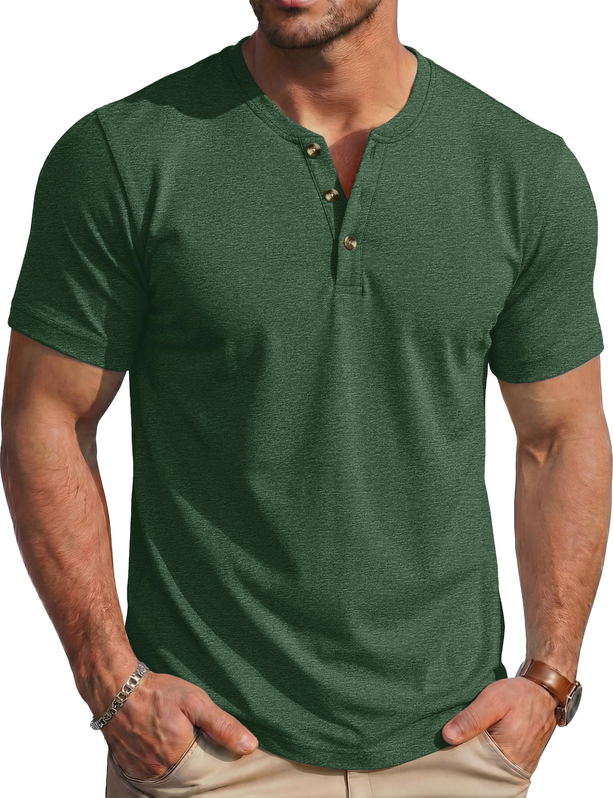 MAGCOMSEN Men's Henley Short Sleeve Shirt Moisture Wicking Lightweight Cotton T-Shirts Casual Summer Basic Tee Shirt