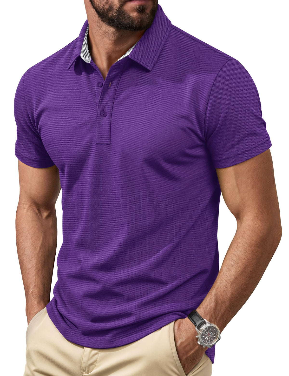 Cotrasen Men's Polo Shirts Short Sleeve Classic Fit Cotton Pique Casual Tee