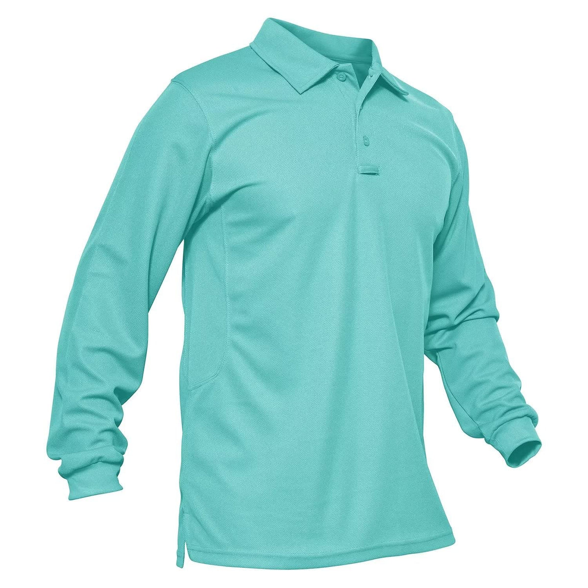 MAGCOMSEN Men's Polo Shirts 3 Button Quick Dry Performance Long Sleeve Tactical Shirts Pique Jersey Golf Shirt