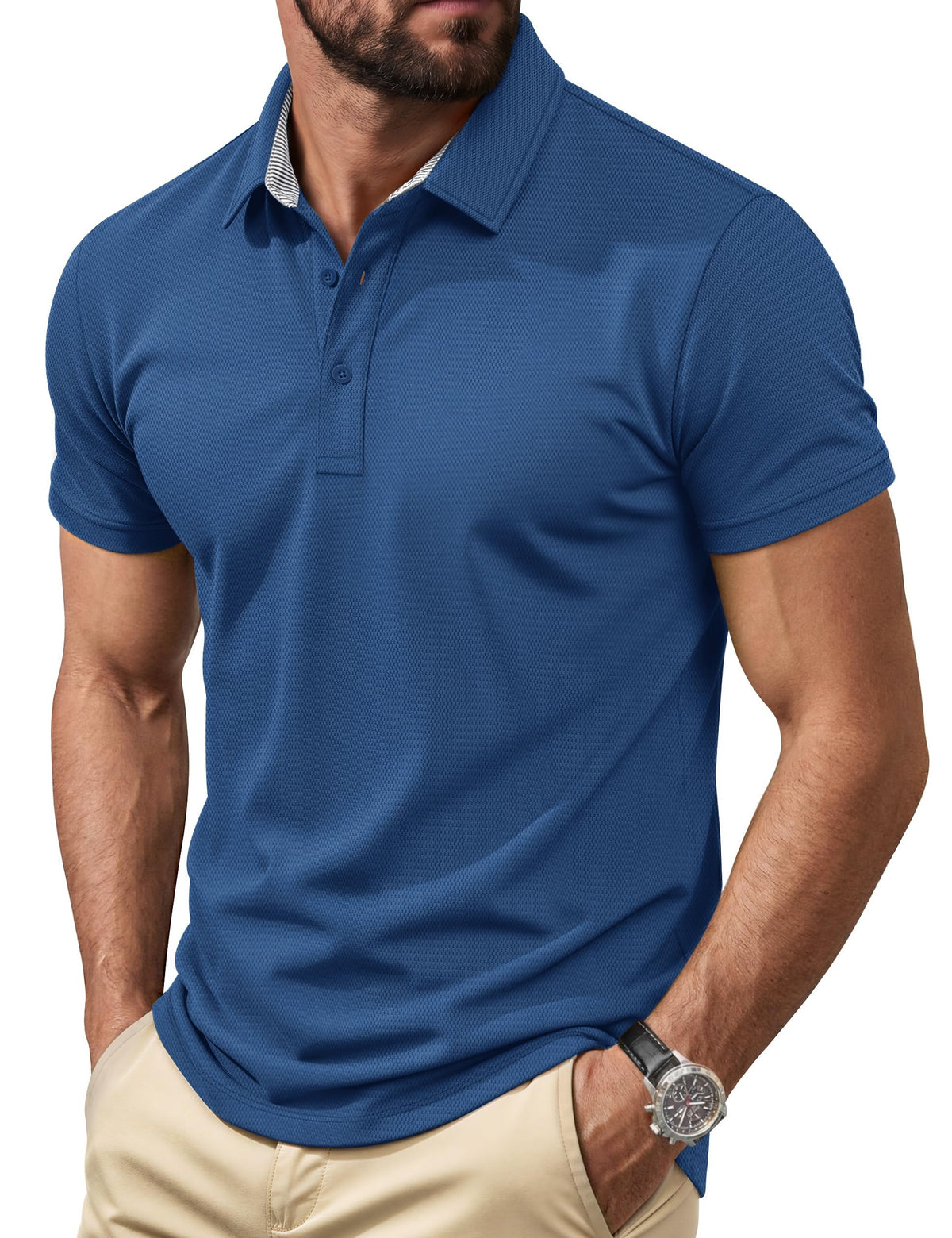 Cotrasen Men's Polo Shirts Short Sleeve Classic Fit Cotton Pique Casual Tee