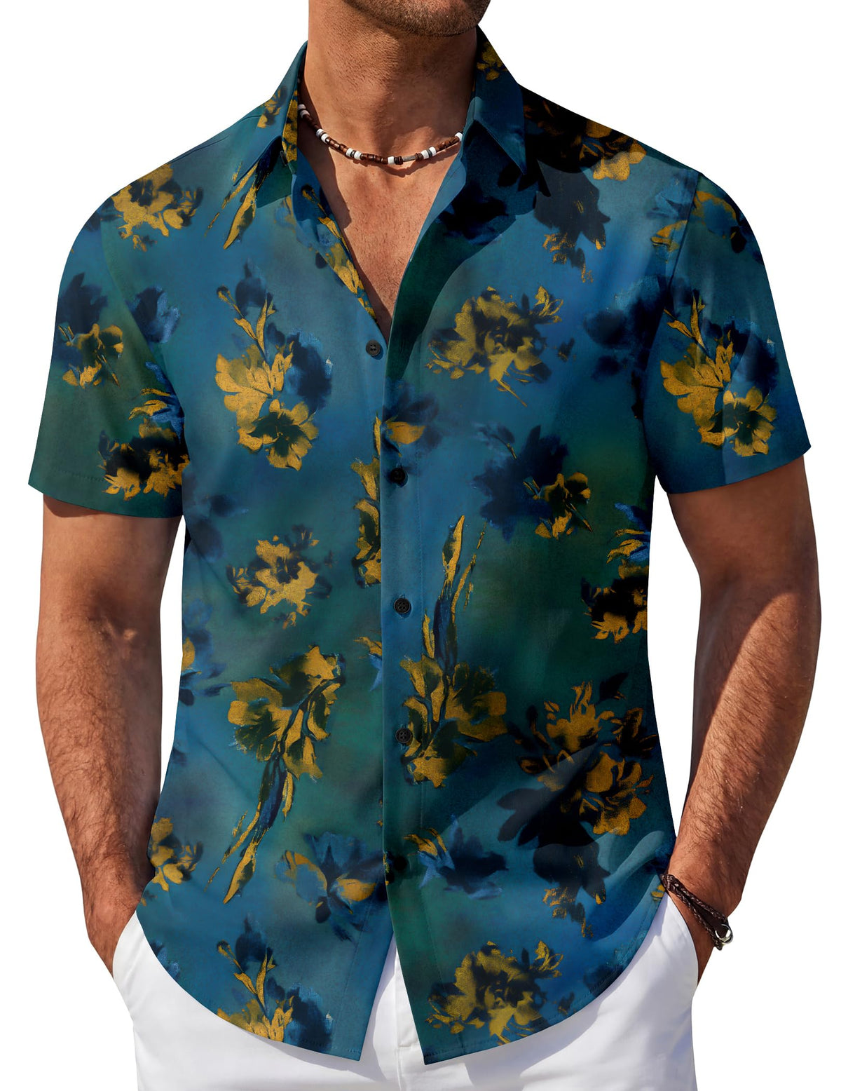 COOFANDY Mens Hawaiian Shirt Short Sleeve Button Down Beach Vacation Shirt Retro Summer Tropical Shirts