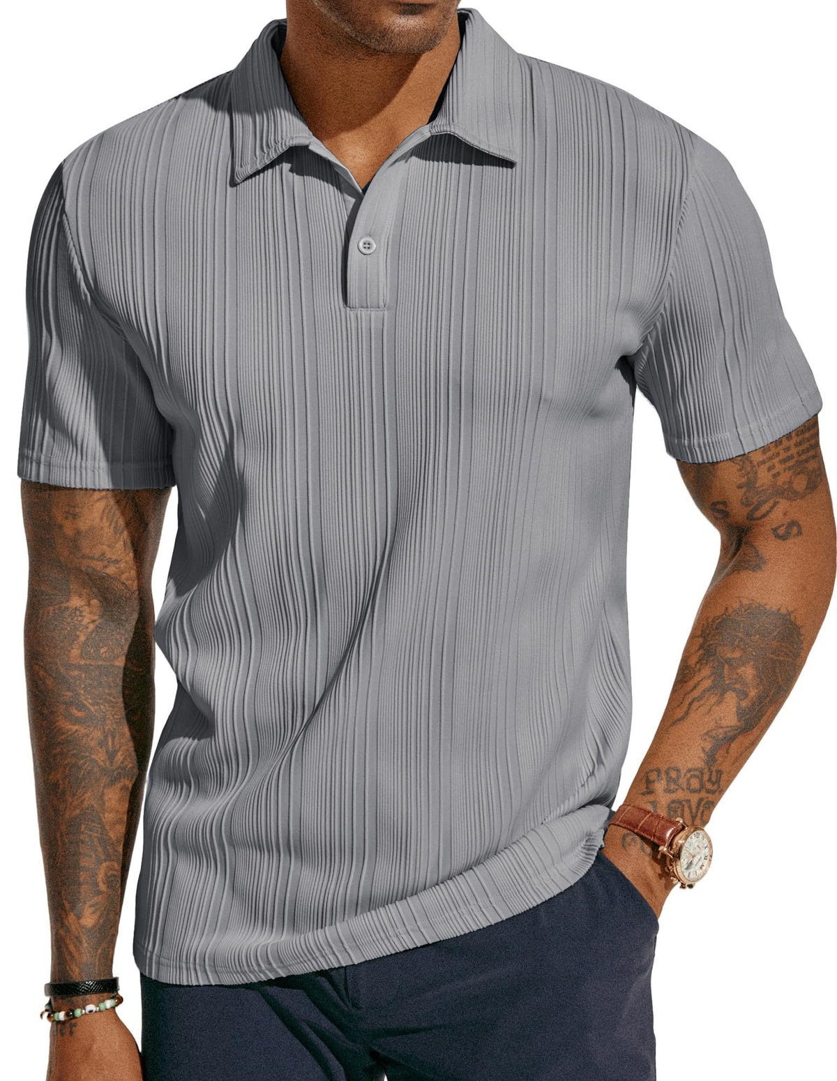 PJ PAUL JONES Mens Polo Shirts Short Sleeve Textured Knit Polos
