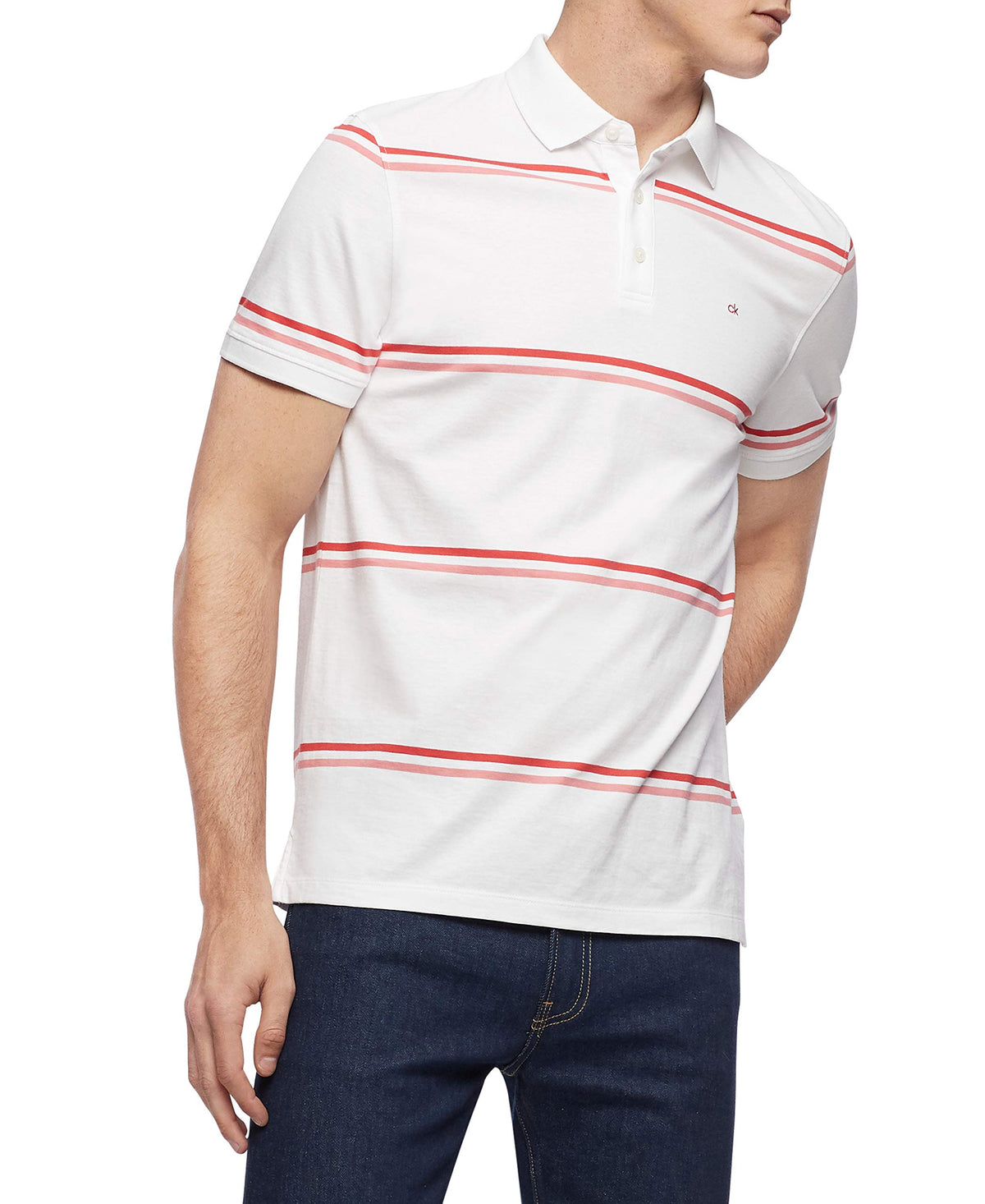 Calvin Klein Men's Liquid Touch Polo Stripe with UV Protection