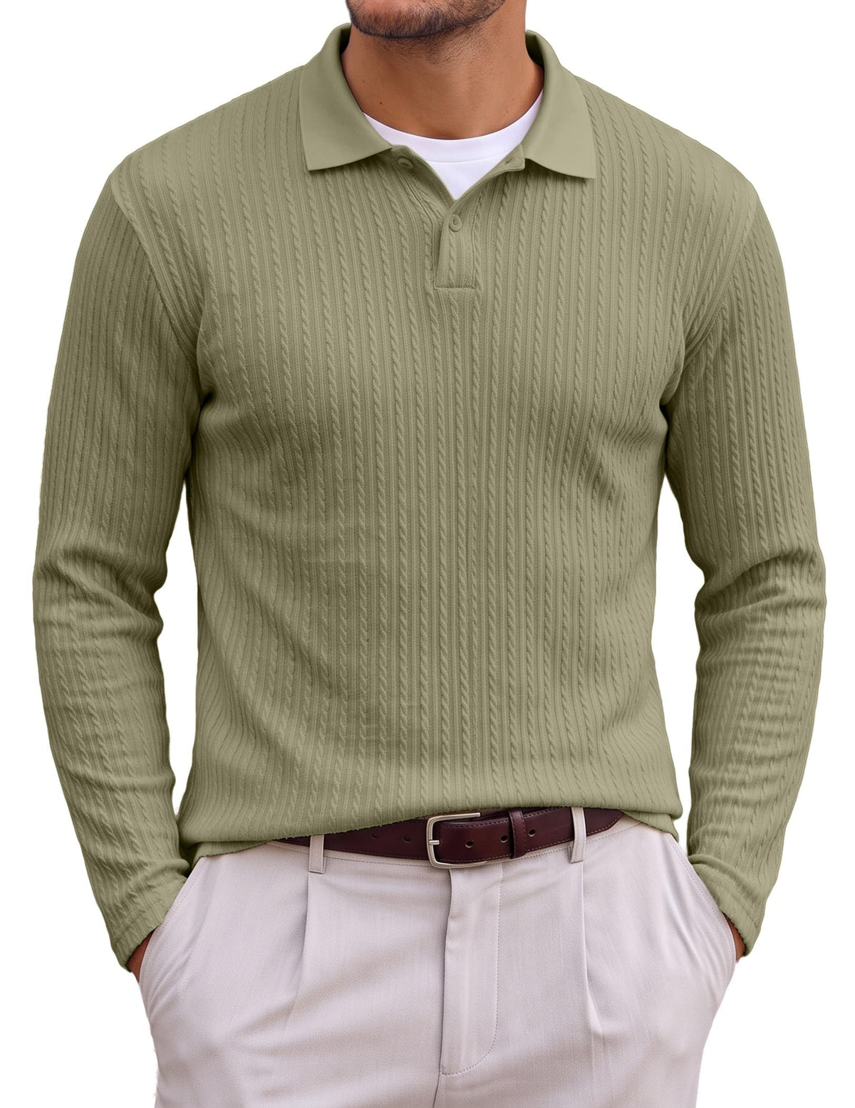 JMIERR Men's Textured Polo Shirt Short Sleeve