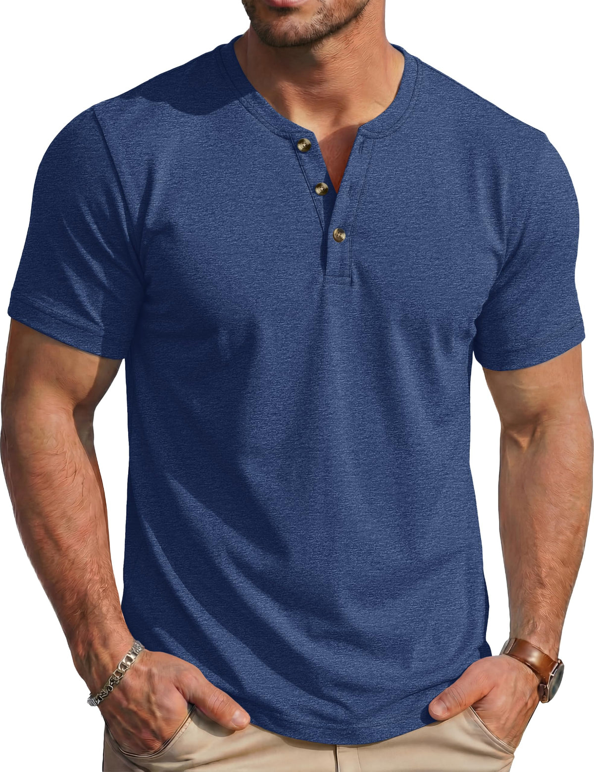 MAGCOMSEN Men's Henley Short Sleeve Shirt Moisture Wicking Lightweight Cotton T-Shirts Casual Summer Basic Tee Shirt