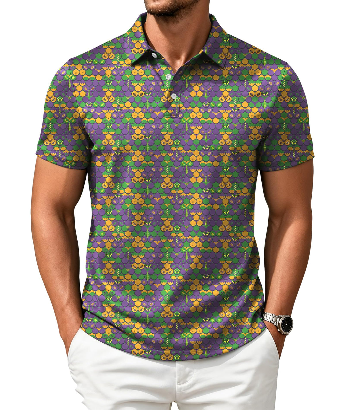 ZITY Mens Golf Shirts Short Sleeve Print Moisture Wicking Polo Shirt
