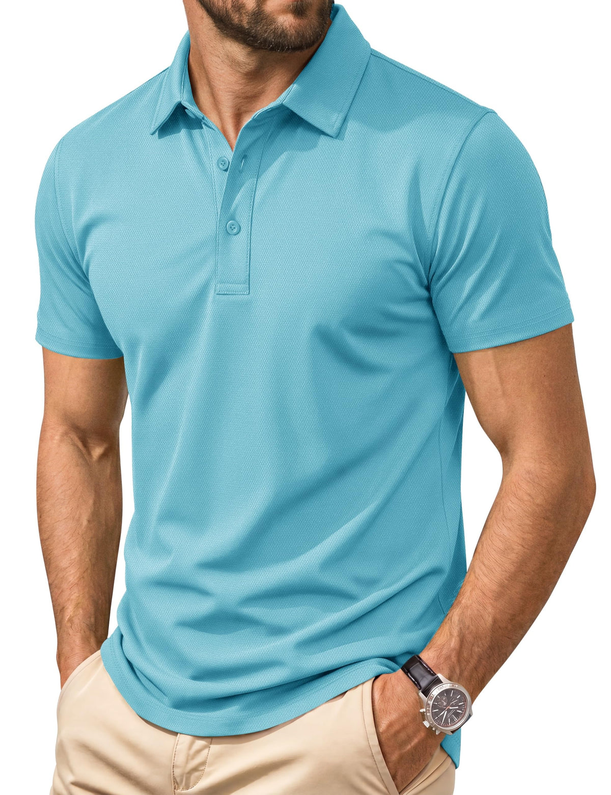 Cotrasen Men's Polo Shirts Short Sleeve Cotton Pique Classic Golf Shirts