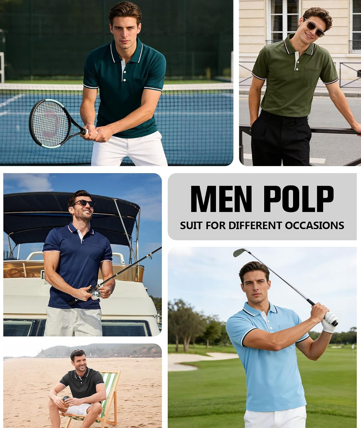 ZITY Men Polo Shirts Short Sleeve Athletic Golf Polos with Pocket