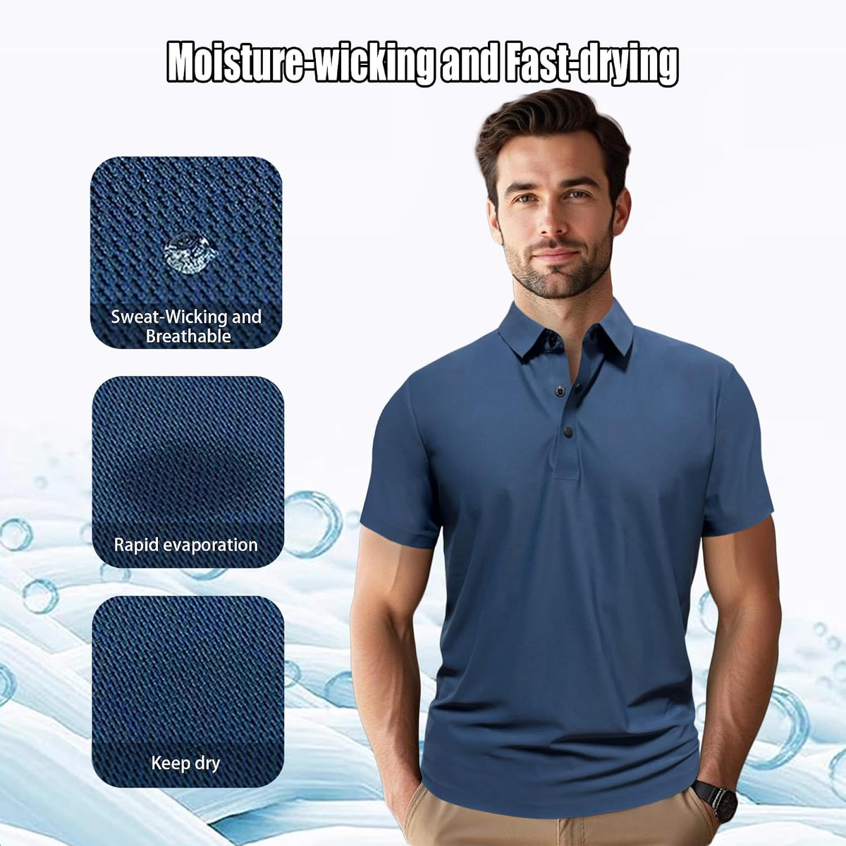 Polo Shirts for Men: Quick Dry Moisture Wicking High Elasticity Convenient Slim Fit Polo Runs Small